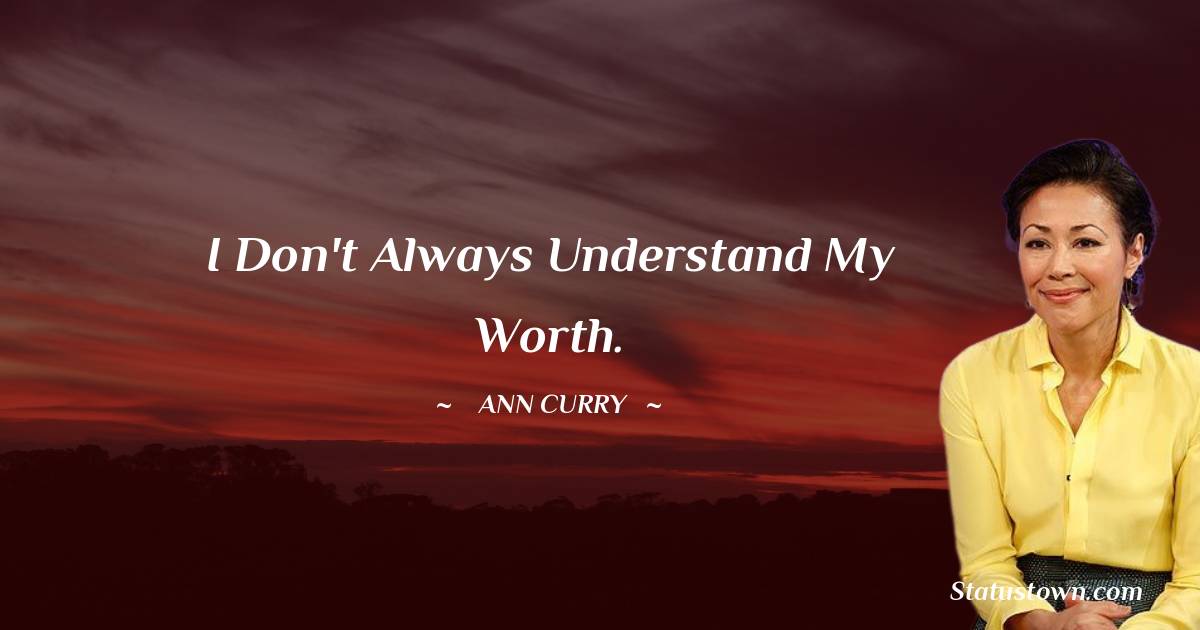 Ann Curry Quotes - I don't always understand my worth.